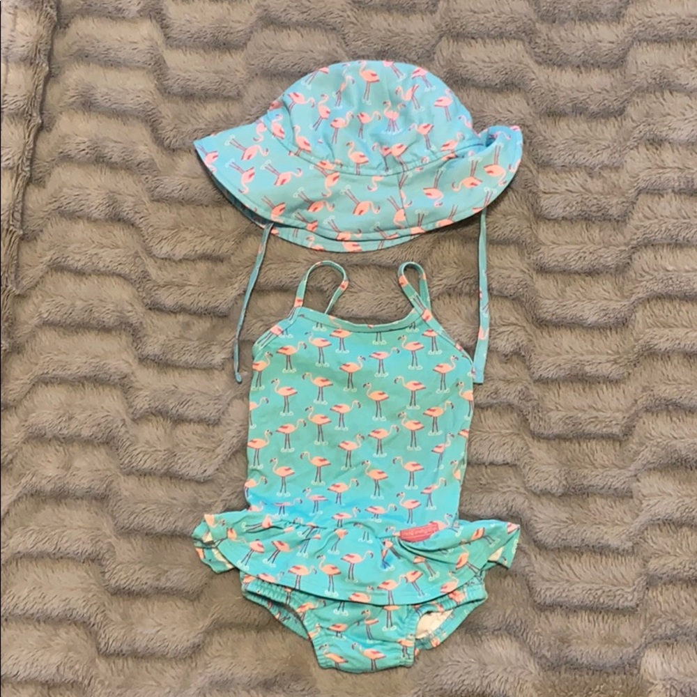 Flamingo baby swimsuit & hat set 6-12m! 🦩
